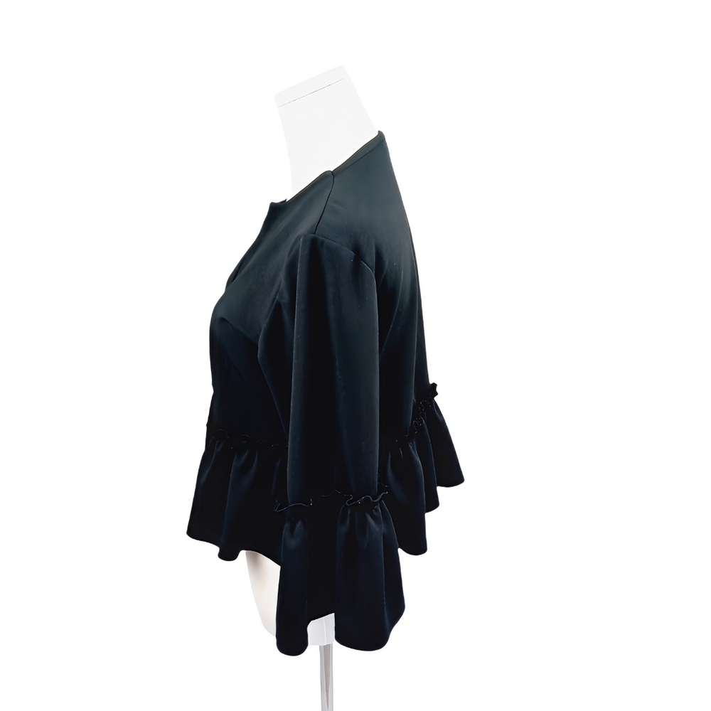 PrettyLittleThing Black Frill Cropped Jacket US 8 / UK 12 - Picture 2 of 5